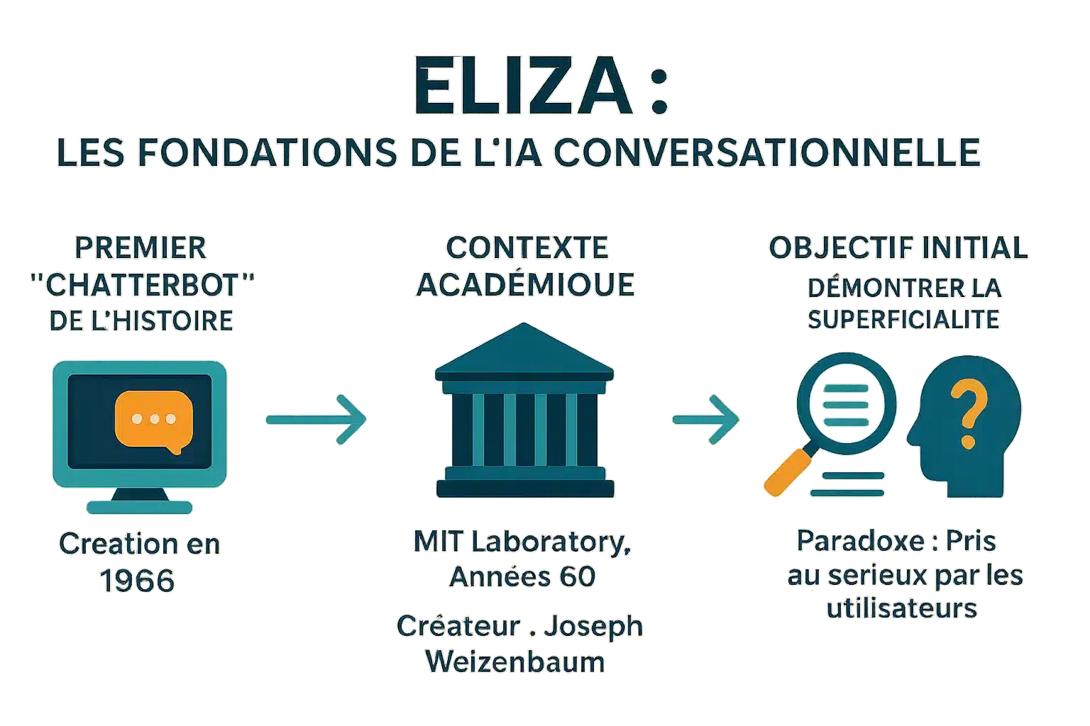Chronologie van de oprichting van ELIZA, de eerste historische chatbot