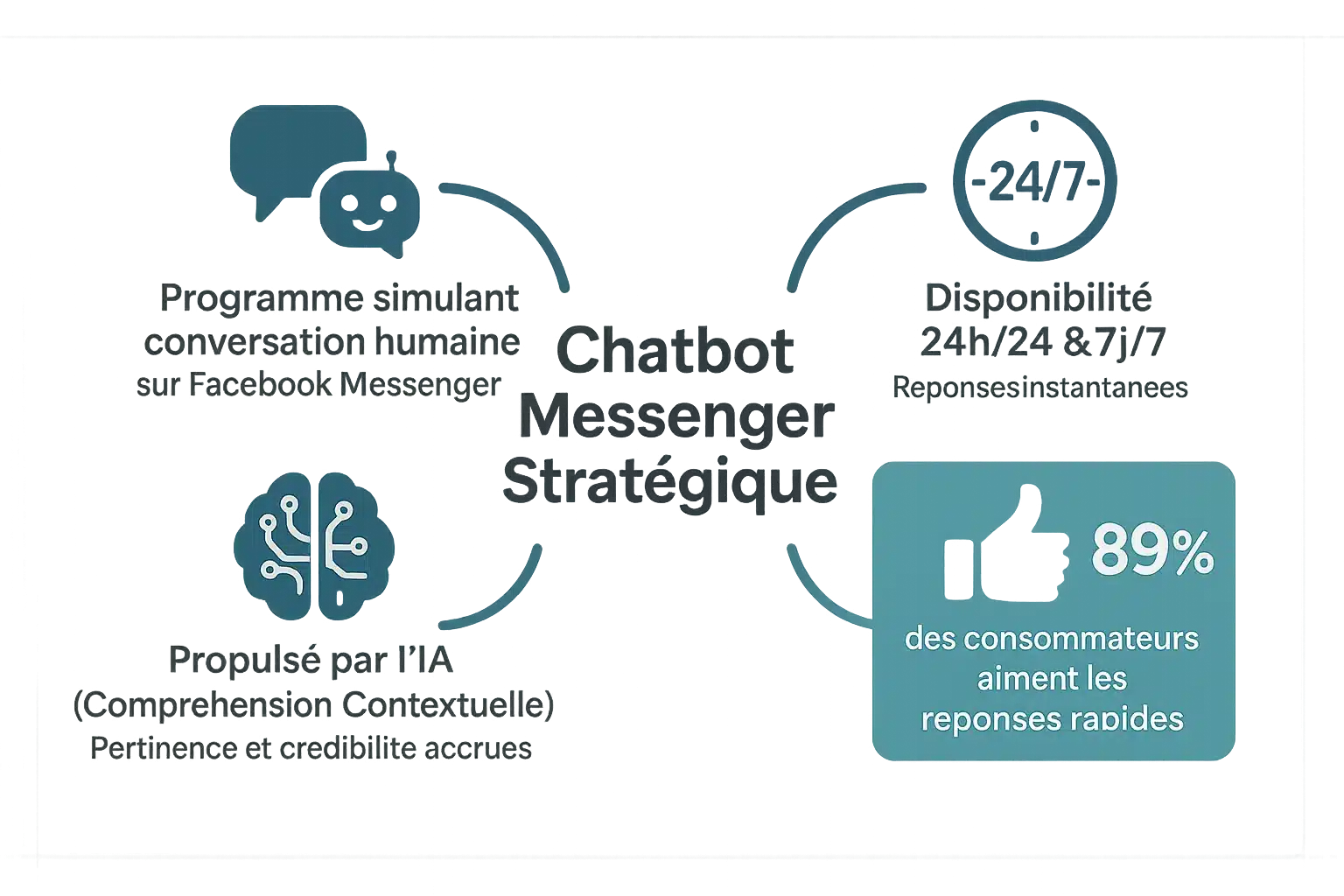 Infographie sur la valeur stratégique d'un chatbot Messenger