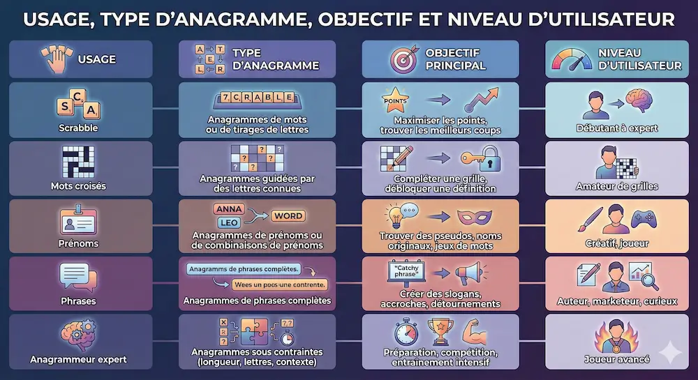 Types d'anagrammeurs