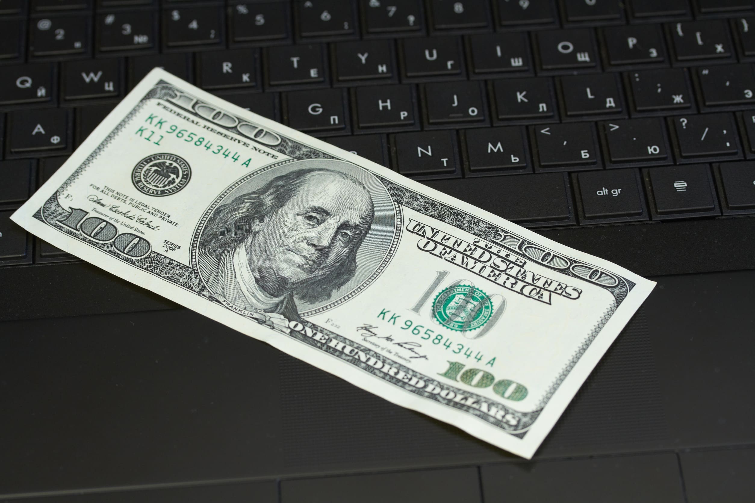 Money on a keyboard