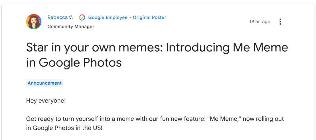 Google Photos Me Meme