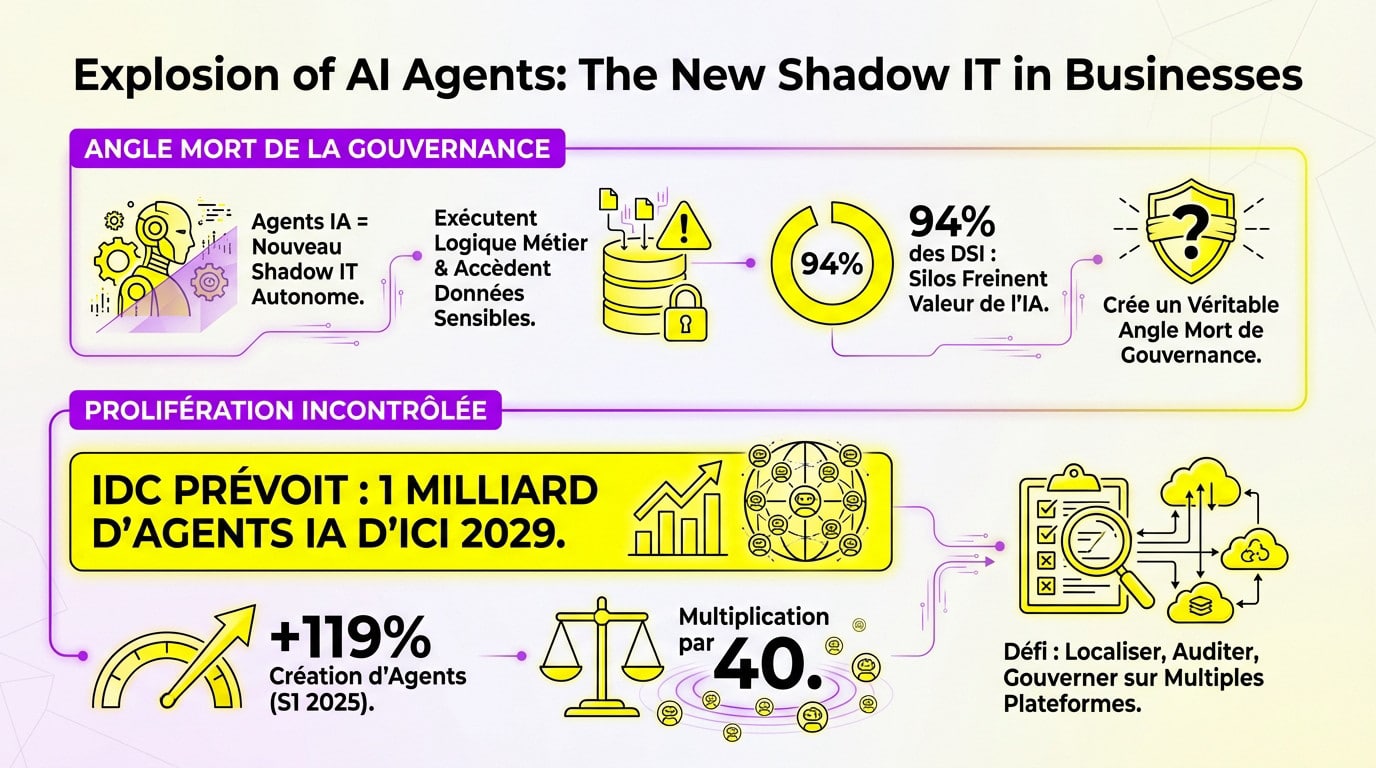 Illustration of AI Agent Proliferation in Enterprise Networks