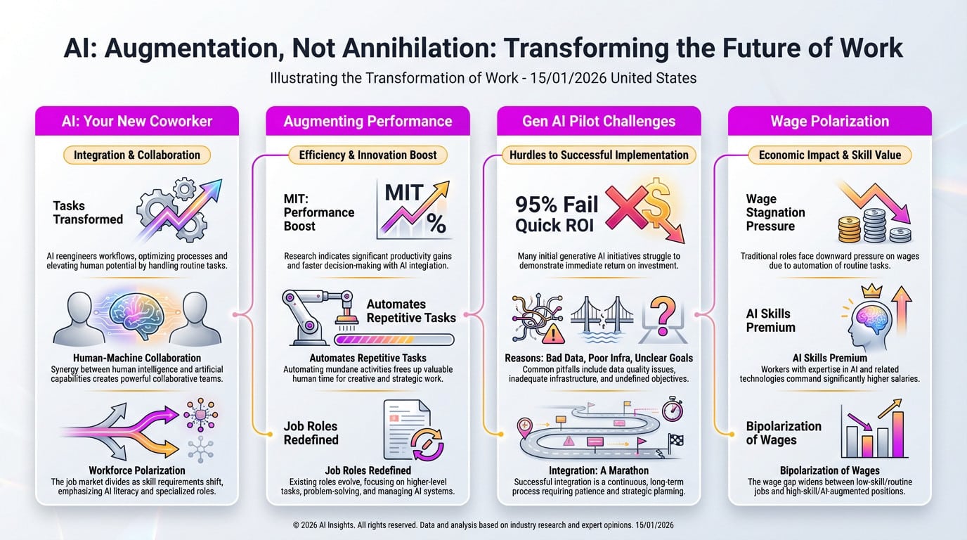 Visual representation of ai job transformation showing human and machine collaboration in a modern workspace