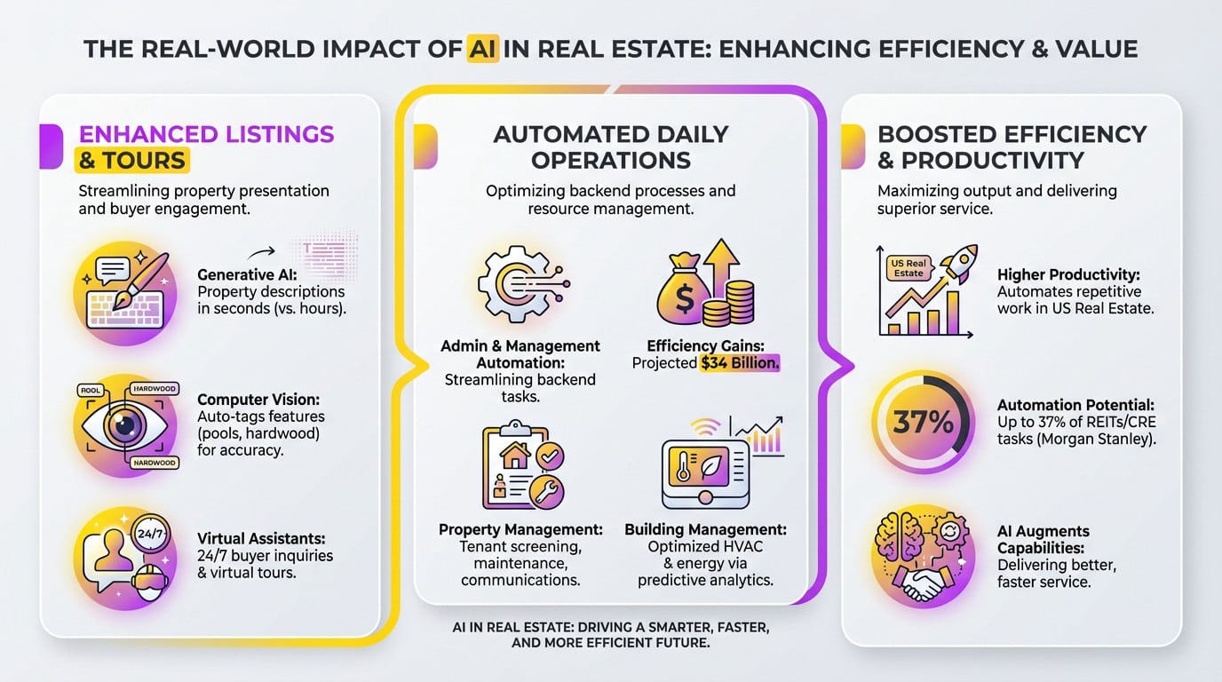 La IA mejora la eficiencia y el valor en el sector inmobiliario mediante la automatización y el análisis