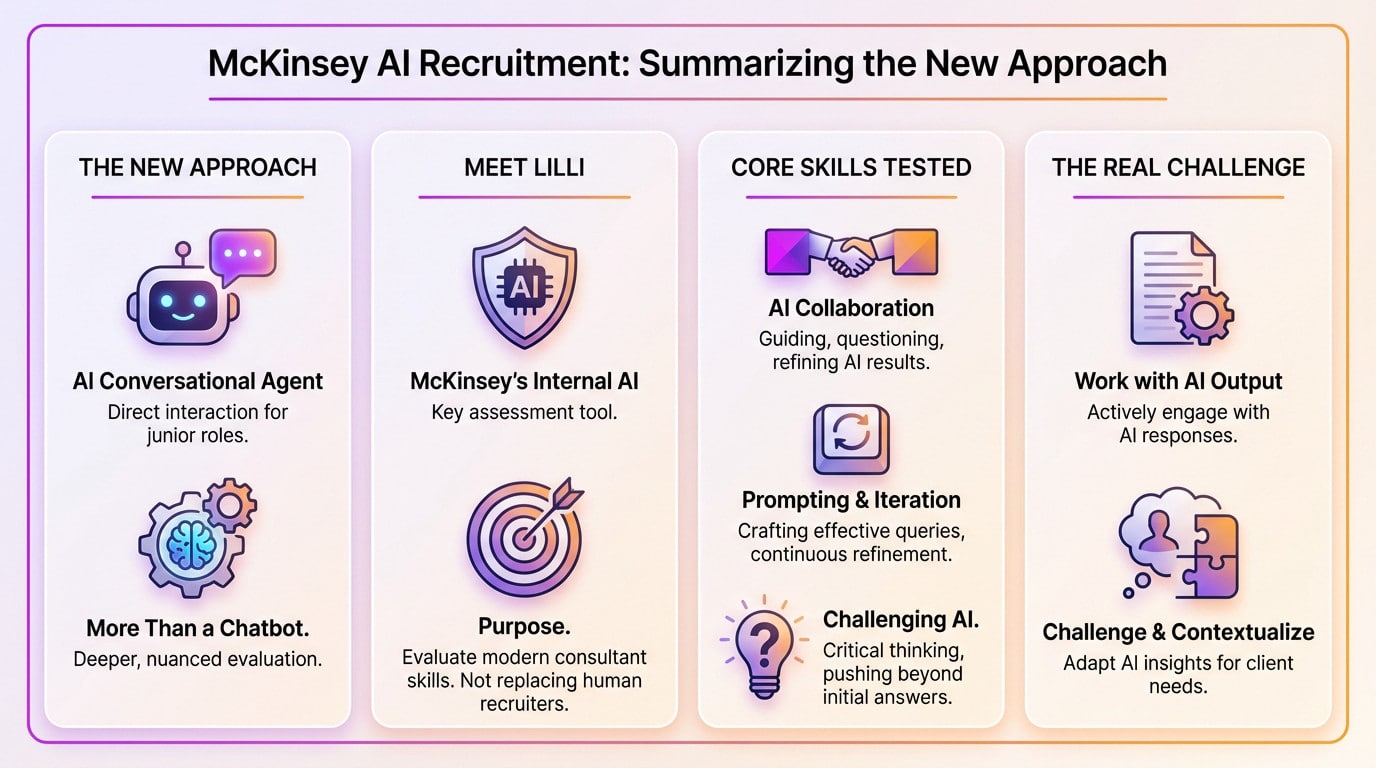 McKinsey recruitment process using Lilli AI chatbot for candidate evaluation