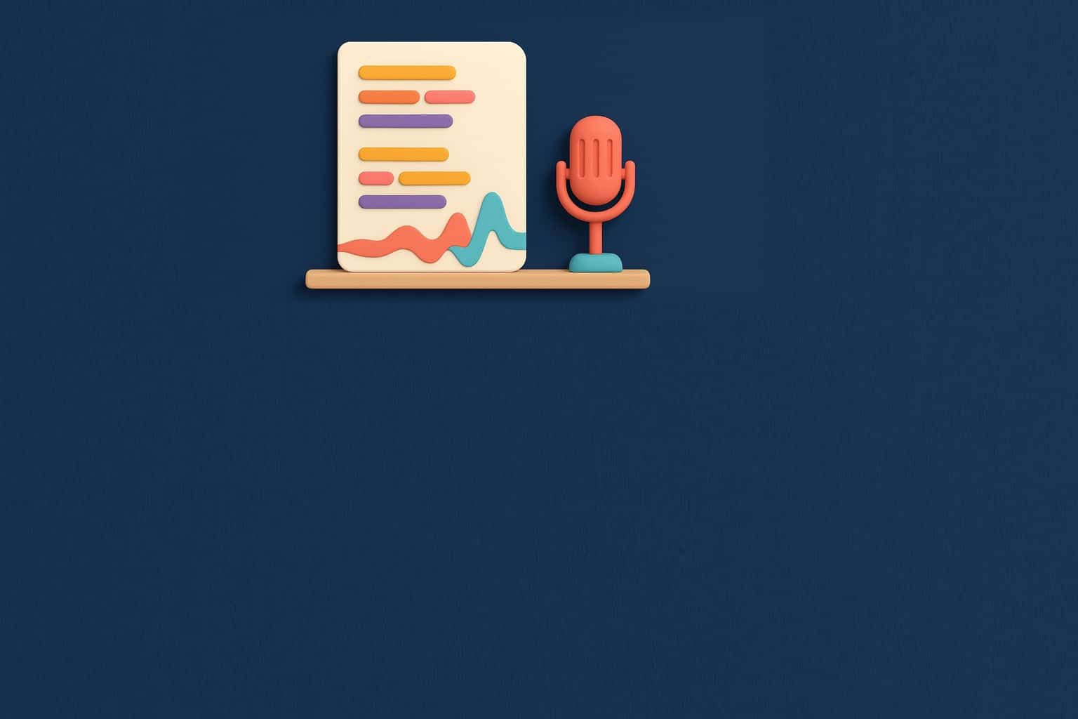 Feuille de paroles de chanson stylisee et micro de studio, illustration Nation