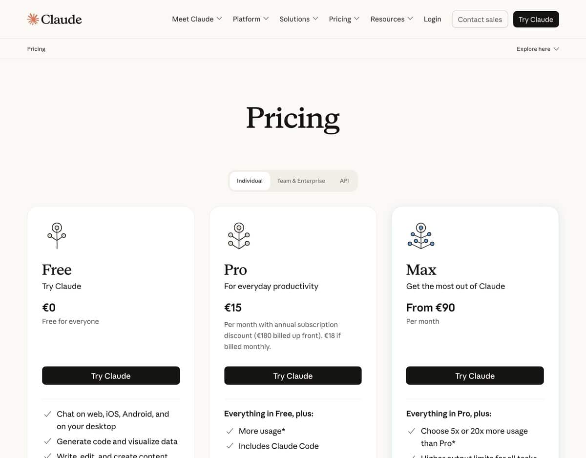 Footer of claude.com stating that services in the EU are provided by Anthropic Ireland Limited